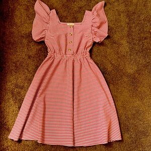 red checkered, sleeved dress size M
